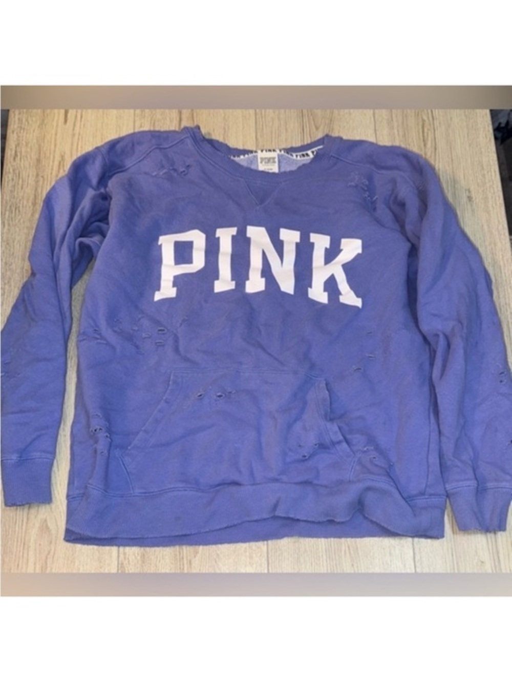 Victoria’s Secret pink purple distressed crewneck crew sweatshirt